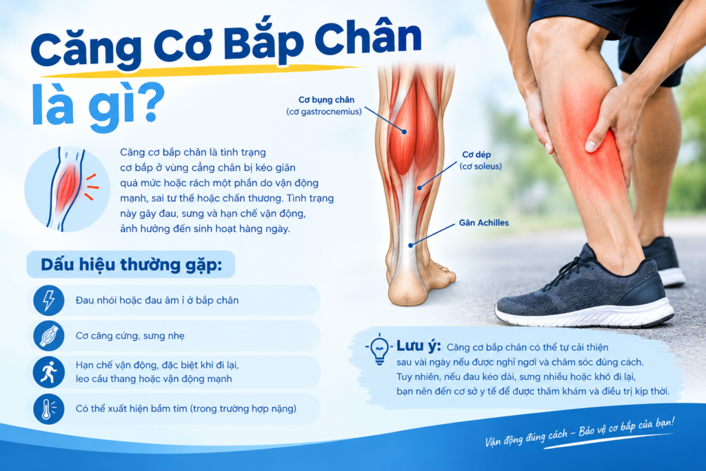 Căng cơ bắp chân là gì? Nguyên nhân, triệu chứng và cách nhận biết