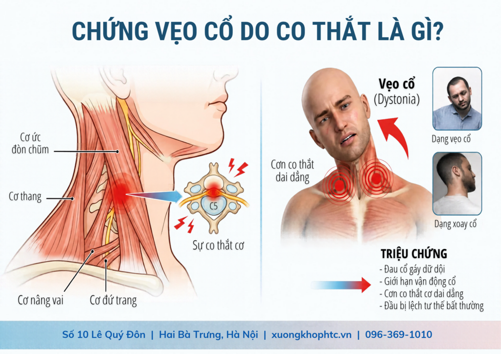 Chứng vẹo cổ do co thắt là gì? Triệu chứng và nguyên nhân
