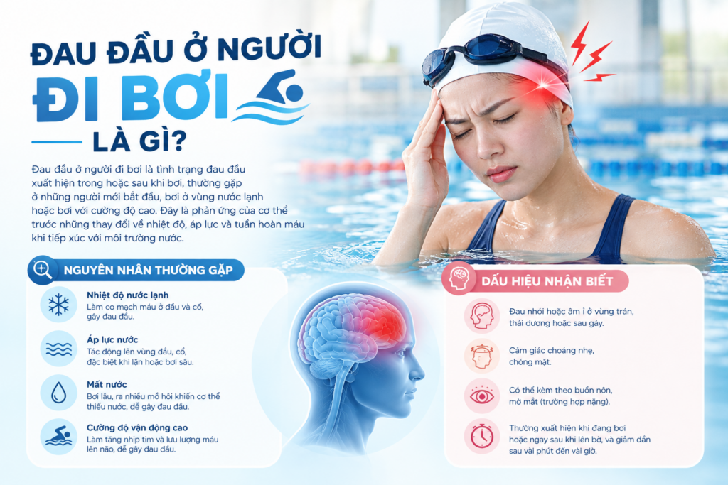 Đau đầu ở người đi bơi là gì? Nguyên nhân và cách xử trí