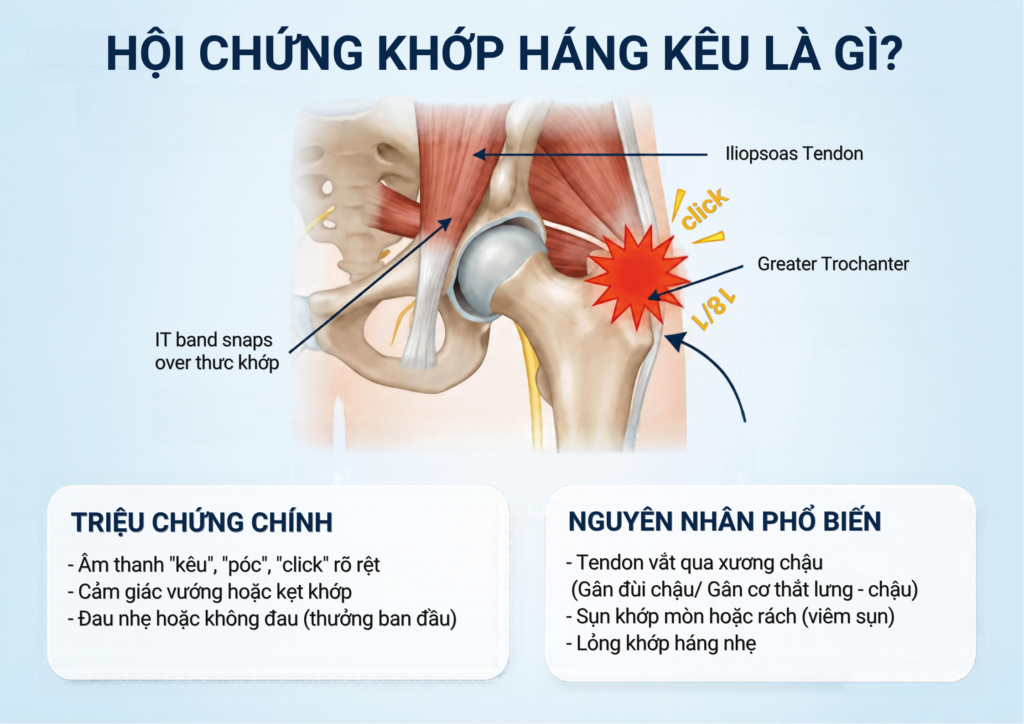 Hội chứng khớp háng kêu là gì? Nguyên nhân và cách khắc phục