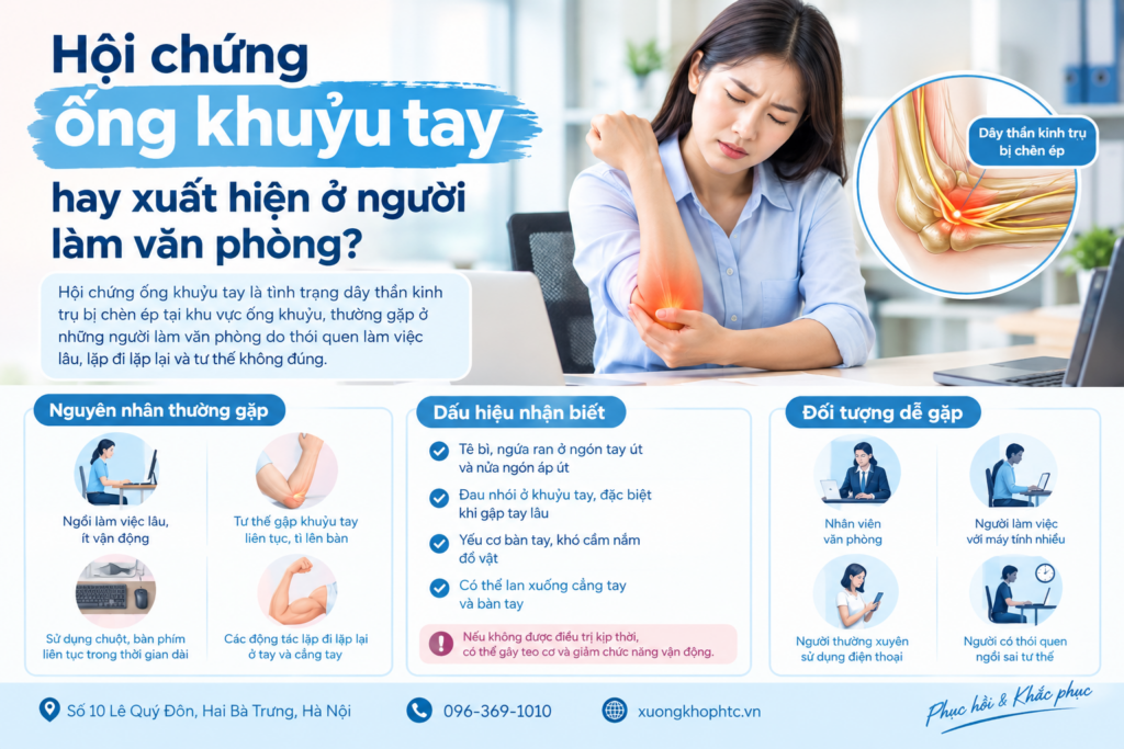 Hội chứng ống khuỷu tay hay xuất hiện ở người làm văn phòng?