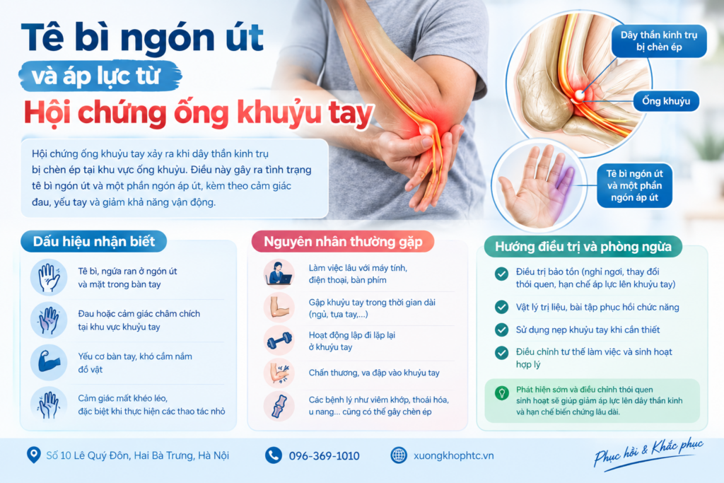 Tê bì ngón út và áp lực từ hội chứng ống khuỷu tay