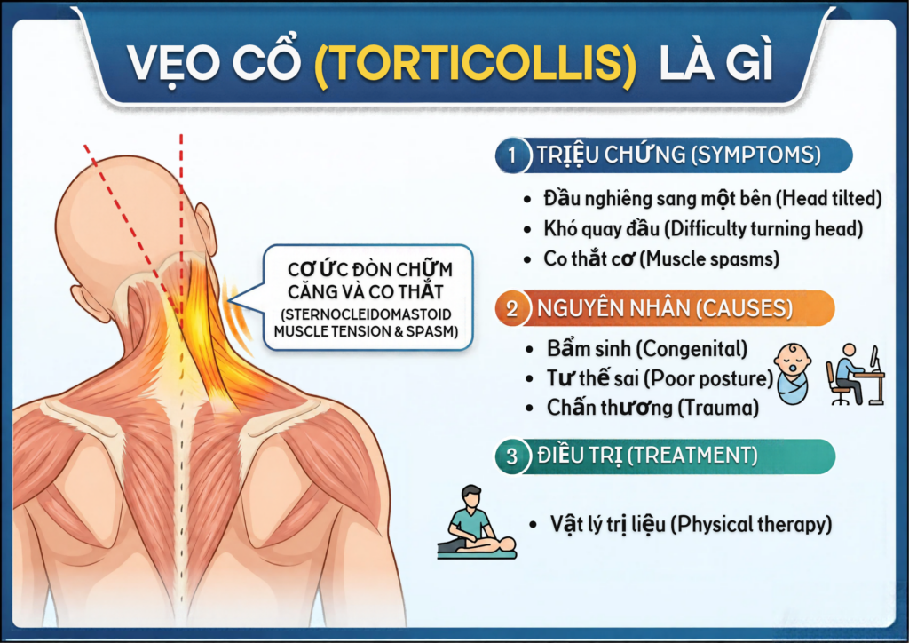 Vẹo cổ (Torticollis) là gì? Triệu chứng, nguyên nhân và cách nhận biết