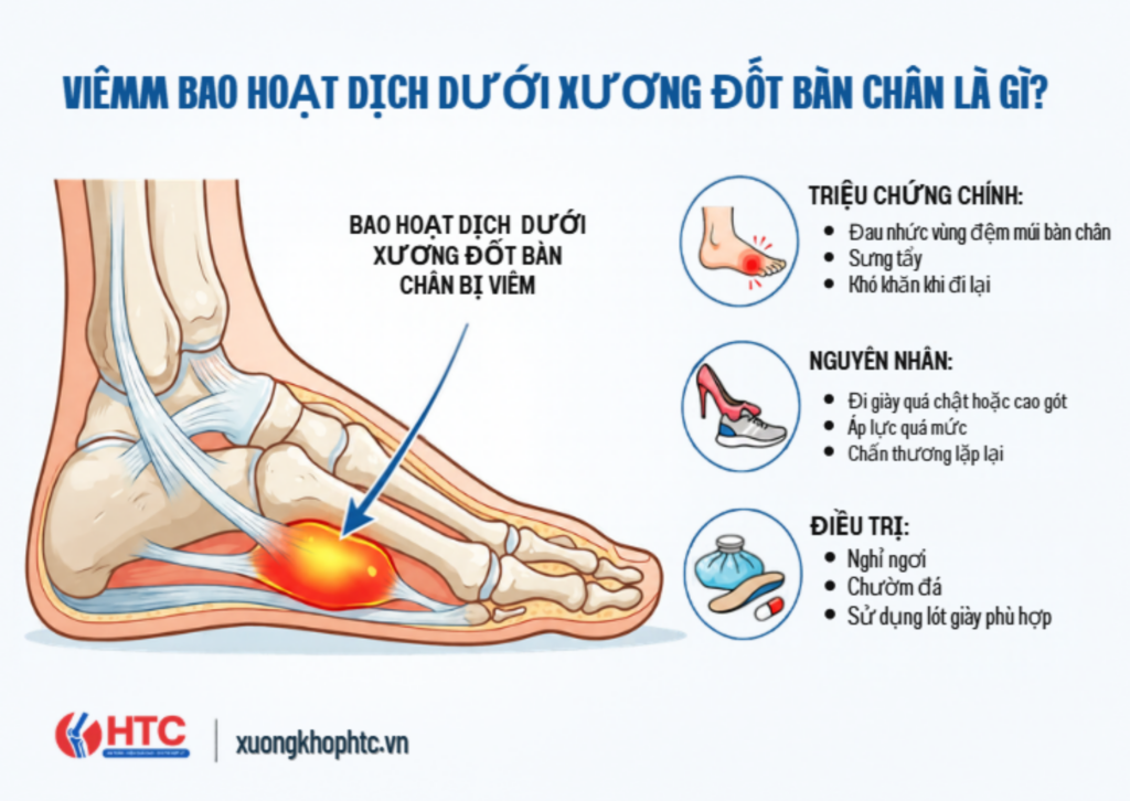 Viêm bao hoạt dịch dưới xương đốt bàn là gì? Nguyên nhân và cách cải thiện
